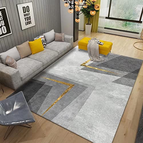 Teppich Dekoration küche,Farbbeständiger, Waschbarer Teppich, Schwarz, Grau, Gelb, Geometrisches Design bodenmatte bürostuhl,küchen läufer 140x200cm
