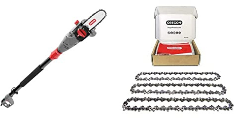 OREGON PS750 - Élagueuse sur Perche Télescopique 230V, Électrique et Filaire, Longue Portée & Lot de 3 Chaînes d'Élagueuse sur Perche pour Guide-Chaîne de 8 (20 cm), 33 Maillons d'Entraînement