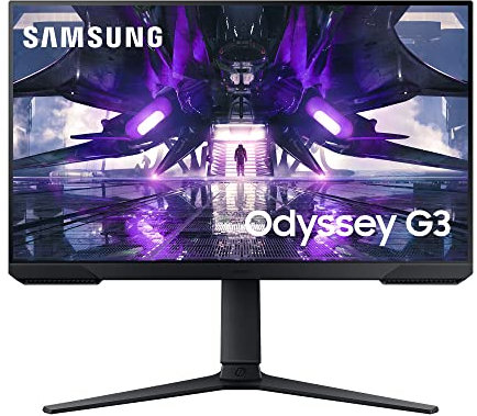 Samsung Odyssey Gaming Monitor G3A LS24AG304NR, 24 Zoll, VA-Panel, Full HD-Auflösung, AMD FreeSync Premium, Reaktionszeit 1 ms (MPRT), Bildwiederholrate 144 Hz, Schwarz