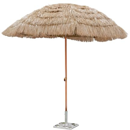 Gardenwize - Garden/Beach Umbrealla Parasol | Wind Break and Sun Shade | Child Safe, Sun Protection | 2 Person Shelter, Free Standing | Table Umbrealla (Tiki Straw)