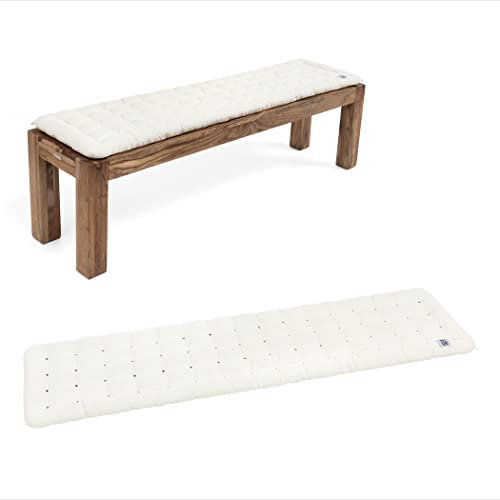 HAVE A SEAT Living - Bankauflage 160x40 cm - Bequeme Sitzauflage Bank, 5 cm Dick - Waschbar bis 95°C, Orthopädisch, Wetterfest - Made in Germany (160x40 cm, Weiß)