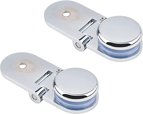 Panneau de charnière de porte de douche en verre, charnières pivotantes, charnière d'armoire en verre, 2 pièces charnières rondes de serrage de porte en verre Charnières pivotantes en alliage de zinc