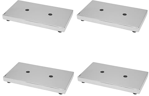 GTV - Möbelfüße MODERN 926, Füße aus Chromstahl, Für Kommoden, Sofas, Schränke, Kunststoffschlitten, Abmessungen Montageplatte: 180x100 mm, Höhe: 20 mm, Farbe: Chrom - 4 Stück