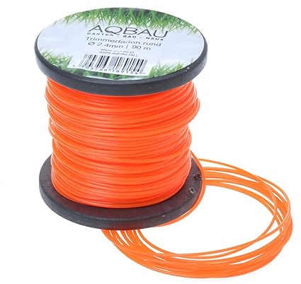 Aqbau® grästrimmer, rund 2,4 mm x 90 m, trimmertråd, ersättningstråd, grästrimmer, tråd, trimmersnöre – nylontråd, grästrimmer, rund ersättningstrimmer