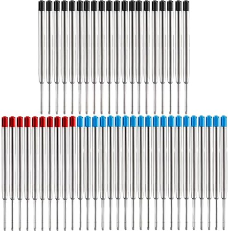 KHIRY 50 Piezas Recambios de Bolígrafo, Recambios de Bolígrafo, Tinta de Recarga, Adecuado para Escritura de Bolígrafo de Oficina, Negocios, Escuela, Tinta Neutra (Negro, Rojo, Azul)