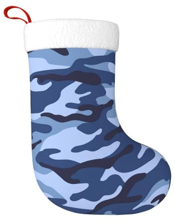 cfpolar Blaue Camouflage-Weihnachtsstrümpfe, 45 cm, Weihnachtsbaum-Hängestrumpf, Weihnachtsdekoration, Ornamente, Strümpfe, klassischer Geschenkhalter für Urlaub, Famliy, Zuhause, Party, Jahreszeit