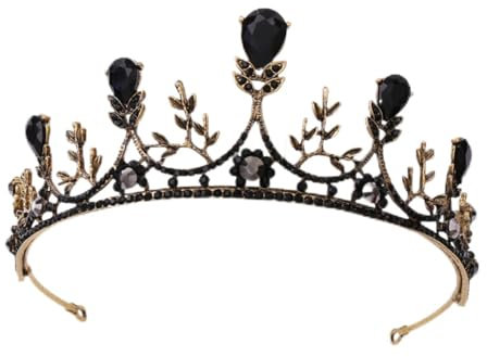 minkissy 1stück Vintage Hochzeitskrone Damen Mit Strass Für Braut Und Mädchen Elegante Haaraccessoire Für Hochzeiten Geburtstagsfeiern Und Fotoshootings Gold Schwarz