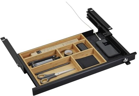 CAVO Dokumentlåda låsbar 500 x 265 x 45 mm svart med bambuinsats Kontorslåda