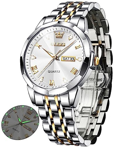 OLEVS Herrenuhren Business Kleid Luxus Armbanduhr Luminous Leicht zu lesen wasserdichte Edelstahluhr für Männer