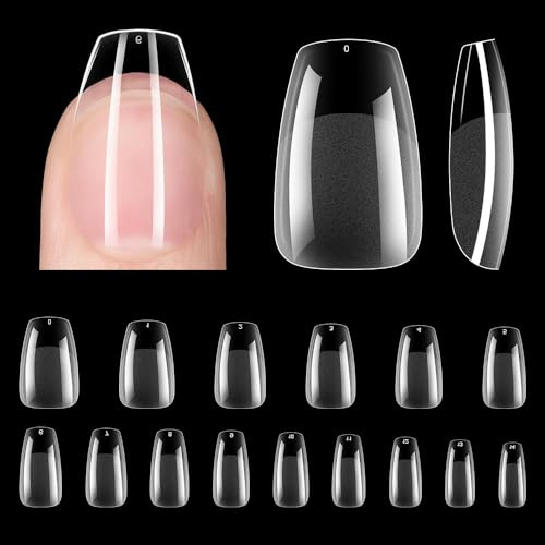 ZIFUTON Kurze Coffin Nagelspitzen - Weiche Gelspitzen Tips Für Gelnägel 450 Stück, Künstliche Nägel Kurze Ballerina Press on Nails Short, Full Cover Nail Tips Für Nagelstudios Starter Diy-15 Größen