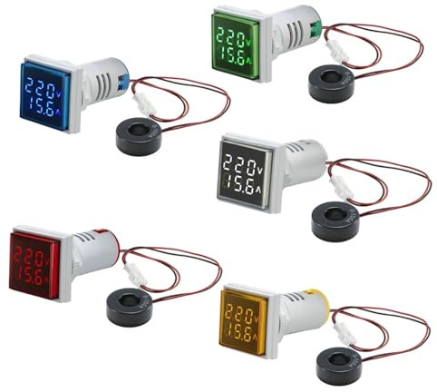 Voltímetro Digital LED cuadrado AC 50-500V 0-100A, amperímetro 110V 220V, medidor de corriente de voltaje, voltímetro, Detector de amperios de voltios for coche (Color : Blue-Square)