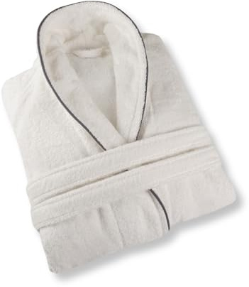 ELEVAVIDA Peignoir de bain en coton douillet pour homme - Extra doux et confortable - Taille S/M/L/XL/XXL - Peignoir de sauna en éponge - Certifié Oeko-Tex, Blanc/gris, S