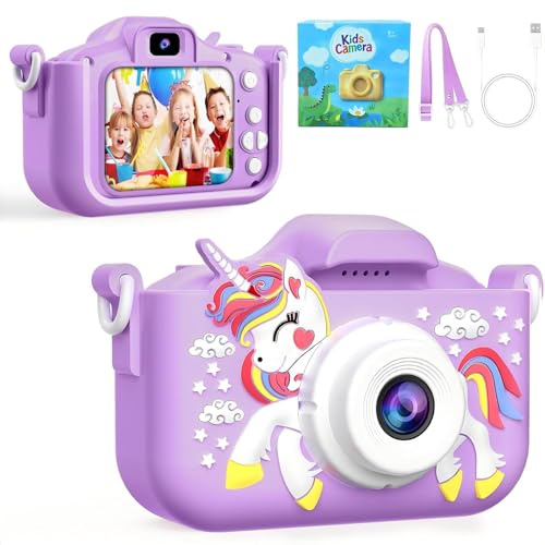 Kinderkamera, Digitalkamera für Mädchen mit 64G SD-Karte, 48MP HD 1080P IPS-Bildschirm Dual Selfie Digital Kleinkind Videokamera Spielzeug für Kinder, tolles Weihnachtsgeburtstagsgeschenk für Jungen