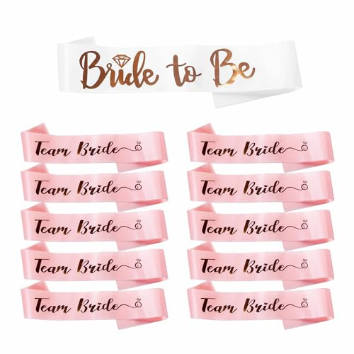 Set di fasce per addio al nubilato con scritta Bride to Be, colore bianco e 10 fasce rosa per addio al nubilato, accessori per sposa e squadra, accessori decorativi per addio al nubilato