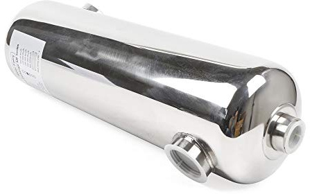 KumuJ Schwimmbadwärmetauscher 60KW Pool Schwimmbad Wärmetauscher Heizung Edelstahl Schwimmbad Wärmetauscher 48,5 x 13,4 cm für Poolsystem Pools Spas Whirlpools