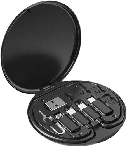 60W Type-C to USB Fast Charging Adapter Kit, Black | Multifunctional Data Cable Conversion Head, Portable Storage Box, SIM Card Slot Pin, Phone Holder