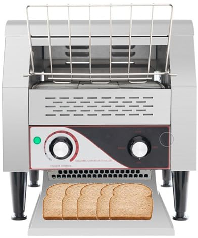 Tostadora transportadora comercial de acero inoxidable, tostadoras transportadoras de restaurante de 16 kg, control de temperatura ajustable, con revestimiento antiadherente, para hoteles,