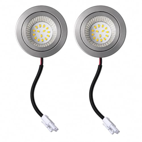 ruehalf 2-Piece 12V/DC 220V/AC 1.5W Exhauster Ventilator Light Bulb 55mm Cut Hole Cooker Range Hood LED Light Mini Vent Light(12V DC Warm White)