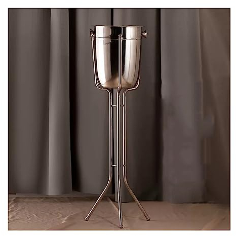 Seau À Boissons Seau à glace en acier inoxydable poli avec support, grand seau à glace sur pied for bière, refroidisseur de vin, utilisation en extérieur ou en intérieur Pour La Bière, Les Boissons(Si