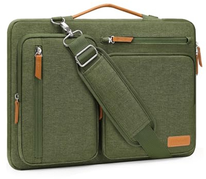 MOSISO 360° Laptoptasche 16 Zoll für MacBook Pro M5 M4 M3 M2 M1, Lenovo HP | Stoßfest, Wasserdicht Umhängetasche mit 4 Fächer Kompatibel mit 15-16 MacBook Pro, Lenovo HP Dell Acer ASUS, Olivgrün