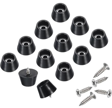 sourcing map 24pcs Rubber Feet Bumpers Buffer Non-Slip Rubber Feet Pad with 4mm Screws for Cutting Board, Cutting Board Feet Non-Slip, Cutting Board Rubber Feet (Black, 0.5H x 0.8D)