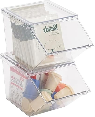 Roninkier 2 pack Coffee Pod Holder Tea Bag Organizer, Large Capacity Stackable Coffee Bar Accessories for Counter