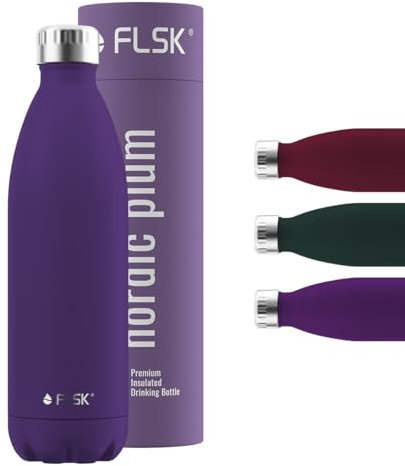 FLSK Trinkflasche – Premium Edelstahl Thermosflasche – 100 % auslaufsicher & kohlensäuregeeignet – hält 24 h kalt & 18 h heiß – BPA-frei (nordic plum, 1000 ml)