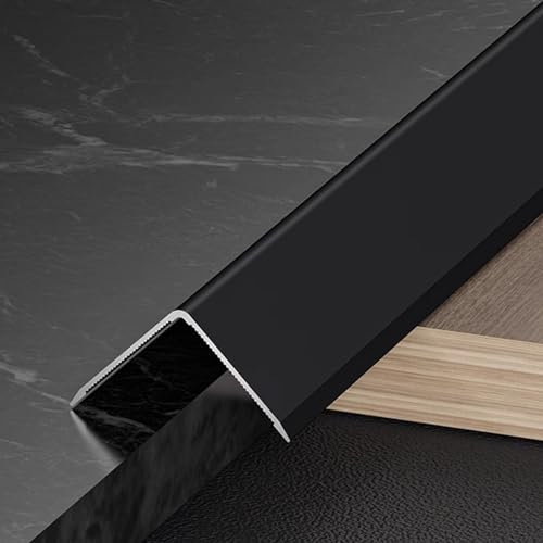 Aluminium-Türschwellenleiste, Kantenschutz für Bodenstufen, Wand, Schreibtisch, Übergangsstreifen für Laminatböden, Innenbereich, Treppenkantenschutz, Heimdekoration, Schwarz (4 cm x 4 cm)