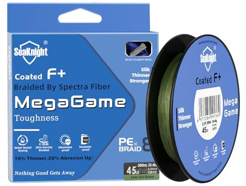 Seaknight MegaGame Geflochten Angelschnur, 8 Stränge, 150 m, 300 m, geflochten mit Spectra-Faser-Multifilament-PE-Angelschnur, F+-Beschichtung, Anti-UV-Salzwasser, Meeresangelschnur, 22-100LB