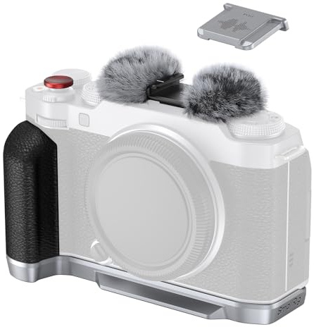SMALLRIG X-M5 Handtag L-format grepp för FUJIFILM X-M5, inbyggd snabbkopplingsplatta för Arca, lätt sidohandtag i silikon, inkluderar vindskydd med Cold Shoe Adapter (Sliver) - 4875