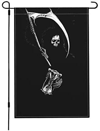 Dark Grim Reaper Sichel Horror Tod Garten Flagge Langlebig Yard-Flaggen Verblassen Beständig Outdoor Flagge Décor Für Bauernhof Outdoor Yard 30X45Cm