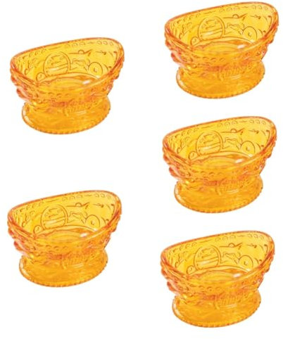 Amosfun 5pcs Ingot Glass Candlestick Decorative Small Glass Candleholder for Home Tea Light Decor