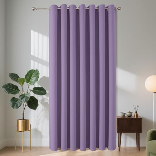 Joydeco Tenda oscurante 1 pezzo, Tenda per porta opaca, Tenda per porta con occhielli con protezione termica dal freddo e dal caldo, protezione acustica per camera da letto, soggiorno (Lilla chiaro