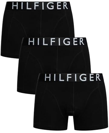 Tommy Hilfiger Calzoncillos bóxer Pack de 3 Hombre Trunks con Logotipo en la Cintura, Negro (Blk/Blk/Blk), XL