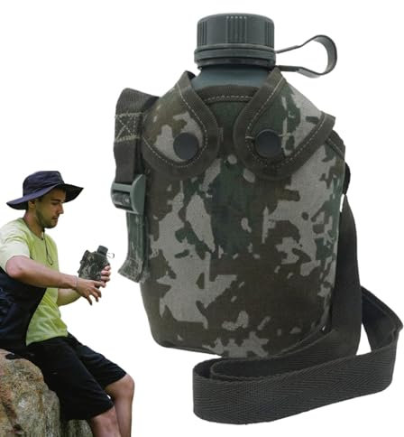 Borraccia militare | Copertura mimetica per sport all'aperto, accessori ricreativi | Accessori sportivi all'aperto per attività ricreative, 1 litro per escursionismo e idratazione con ,