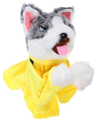 ifundom Boxendes Hundespielzeug Plüschpuppe Hängematte Kung-fu-Puppe Plüsch-hundepuppe Figur Maskerade Kostümzubehör Süße Marionette Kanister Handhaben Schwanenhals Kurzer Plüsch Yellow