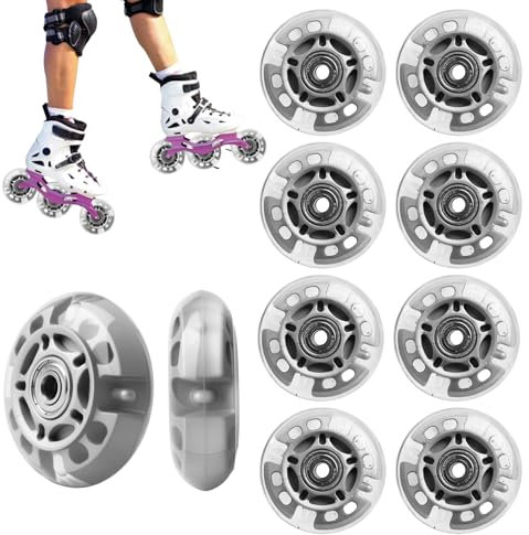 8 Stück LED Inline Skate Rollen 72mm – Leuchtende Inliner Räder mit Kugellagern, Ersatzrollen für Rollschuhe & Fitness Skates – Universal PU Rollen für Kinder