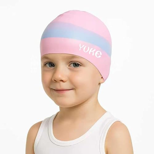 PD Kids Swimming Cap Silicone Waterproof Swimming Hat for Boys Girls with Long or Short Hair, TearResistant Nonslip Fun Rainbow Design
