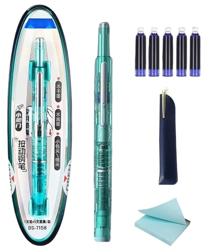 Retractable Fountaining Pen - Refillable Ink Writing Pens | Clicktech Fountain Ballpoint | Smooth Nib No Leaking Calligraphy Tool for Sketching Graffiti Lettering Text Doodling Journaling