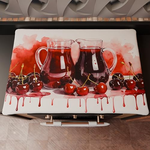PETTI Artigiani Italiani - Accessori Tessili da Cucina, Copri Fornelli 46x70 cm in Microfibra, Coprifornello Elegante per Gas e Induzione, in Stampa Digitale Ciliegie, 100% Made in Italy