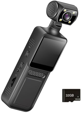 ULIJTH Caméra de sport portable 4 K à 180 degrés avec écran LCD de poche, caméscope de voyage, vélo, corps portable