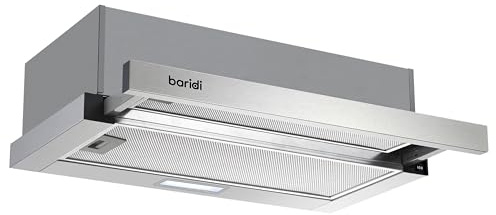 Baridi 60cm Telescopic Cooker Hood with Aluminium Filters, Stainless Steel Undercounter Extractor Fan - DH286