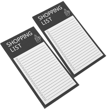 VILLFUL Magnetischer Kühlschrank Papier Einkaufslistenblock 2 Stück | Einkaufsliste, Magnetische Rückseite, Einzigartige Gestaltung, Kompakt für Vorrat und Ordnung
