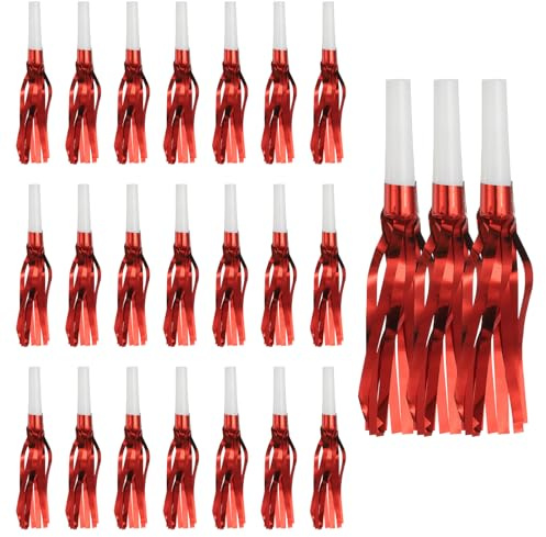 sourcing map 24 Pcs Fringed Noise Makers, Metallic Fringe Party Blowers Party Favors for Sports Events Birthday Parties Graduation Ceremonies Christmas New Year Gift Decorations, Red