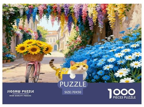 Puzzle Chat de Campagne Chinois 1000 Pièces pour Adultes Et Enfants, Jeu De Société Convivial, Casse-tête Colorful Buisson Fleuri, DéCoration, Cadeau Enfant 70x50cm/1000pcs