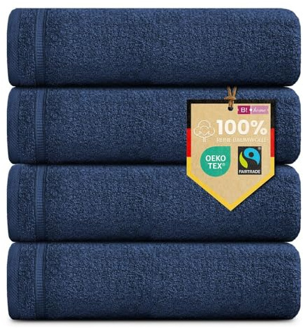 4er Set Premium Gästehandtücher [100% Baumwolle] 30x50 cm, dunkelblau | Handtücher Weich, Saugstark & Pflegeleicht / Waschlappen Perfekt für Bad, Gäste & Reisen