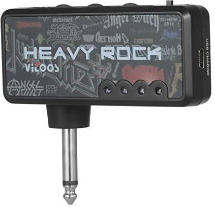 Fesjoy Mini Amplificatore per Cuffie Compatto con Presa per Chitarra Elettrica con Effetto di Distorsione gli Amanti della Musica, Alimentato da una Batteria Al Litio Ricaricabile Incorporata