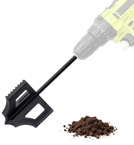 4-in-1 Soil Cultivator Garden Tiller Attachment Loosener Tool and Soil Digger for Flower Box and Gardening Bed, Planter Auger Compatible with 3/8 Hex Drive Drill | Handheld Auger Drill Tiller Attachment, Ideal for Family Garden Loosening,Plant Care,Raised Beds,planting Bulbs,Remove weeds