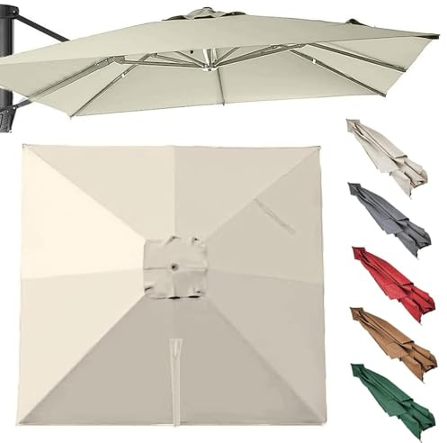 8 Stecche Telo Di Ricambio Per Ombrellone Da Giardino 2.5x2.5m 3x3.0m 3x4m Copertura Per Ombrellone A Sbalzo, Baldacchino Telo Di Ricambio Per Terrazza(Beige,2.5x2.5m/8x8ft)