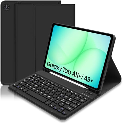 Tastiera Custodia per Samsung Galaxy Tab A11 Plus 2025/Tab A9 Plus 2023 11 Pollici, Custodia per Italiano QWERTY Tastiera con Portapenne,Tastiera Bluetooth Staccabile Cover con Samsung A11+/A9+ (Nero)